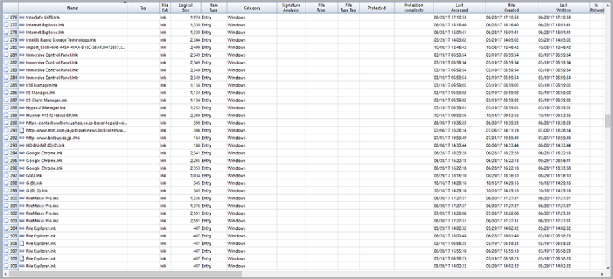 特定ファイル(拡張子)の調査、ファイルの作成・削除履歴など