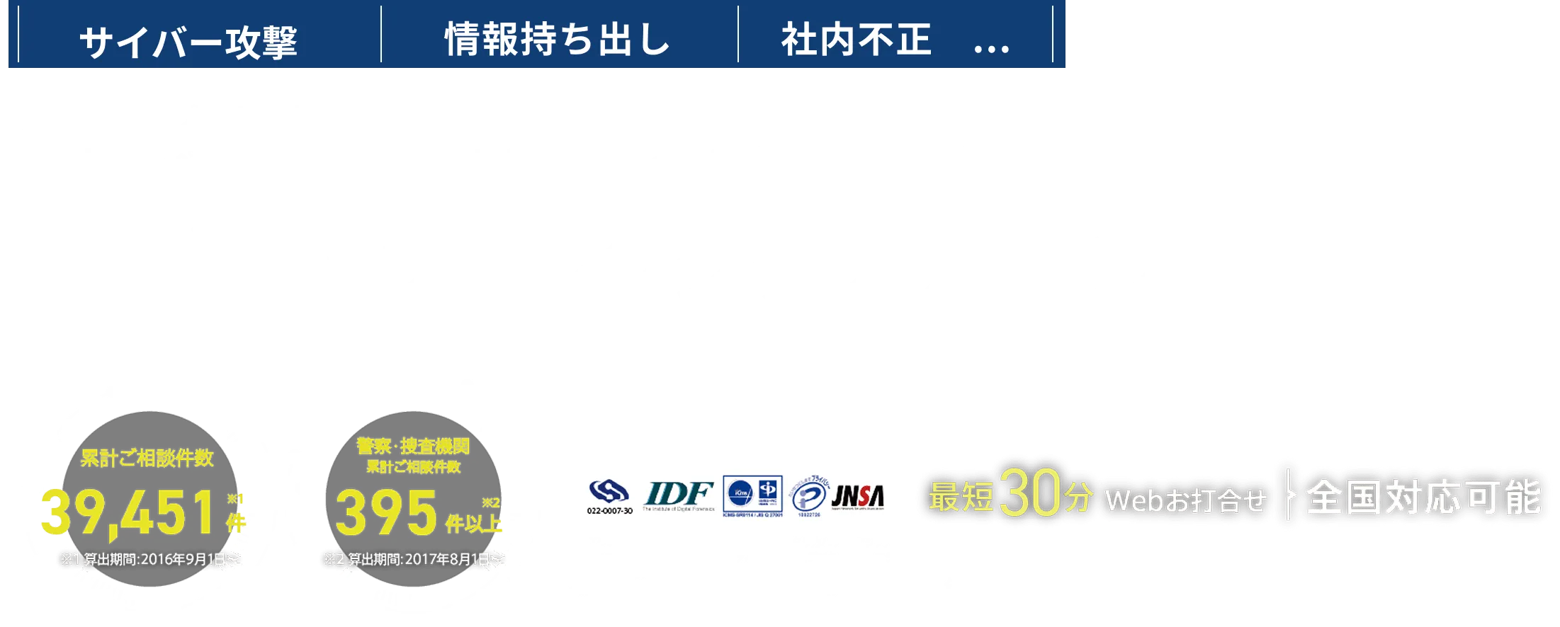 緊急事態にプロが即対応。業界最速レベルの初動対応で情報セキュリティインシデントを解決へ導きます | 製造業向けフォレンジックサービス
